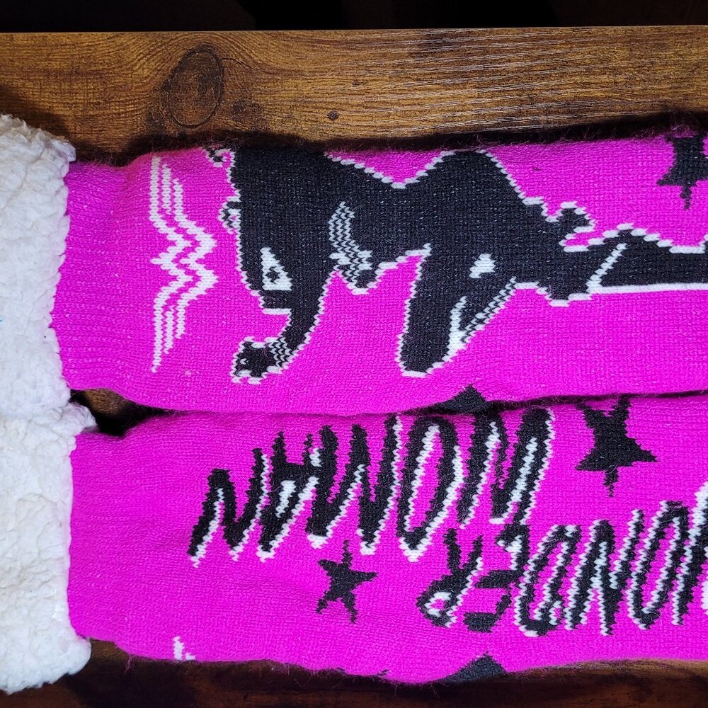 Wonder Woman Hot Pink Slipper Sock Booties OS Fits Most